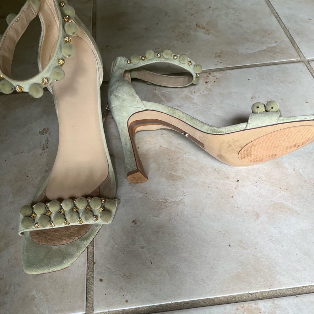 Elegant Green Suede Women's Heels